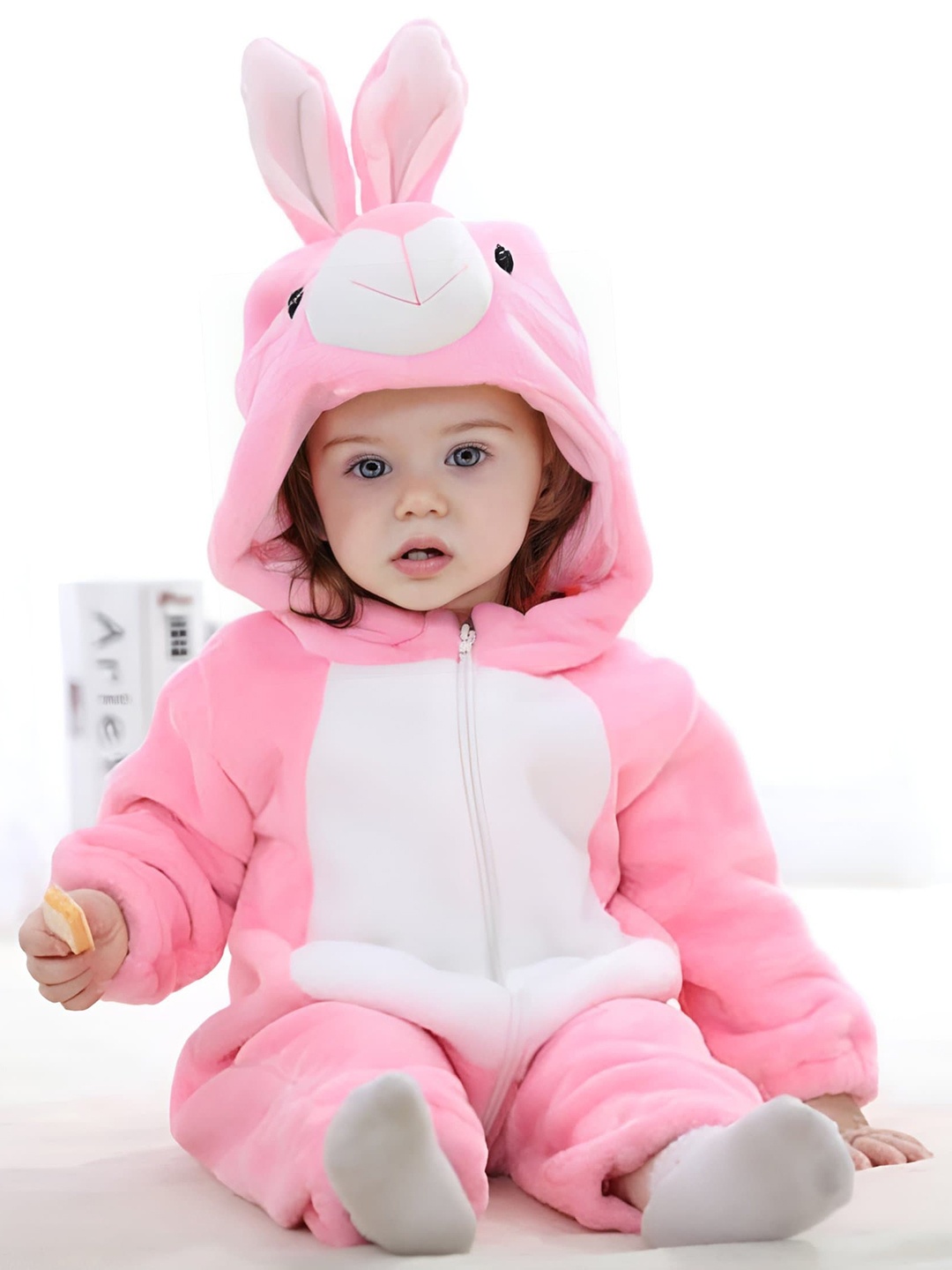 BRANDONN Infants Hooded Rabbit Romper, Pink