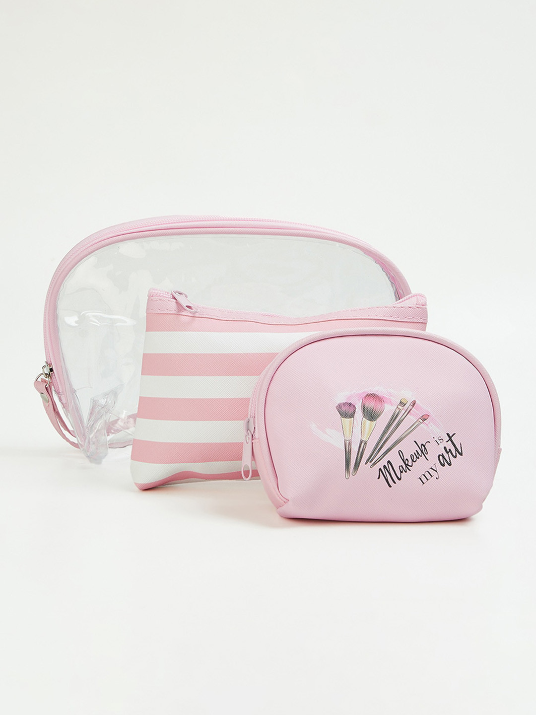 

Ginger by Lifestyle Set Of 3 Printed Toilet Kits, Pink
