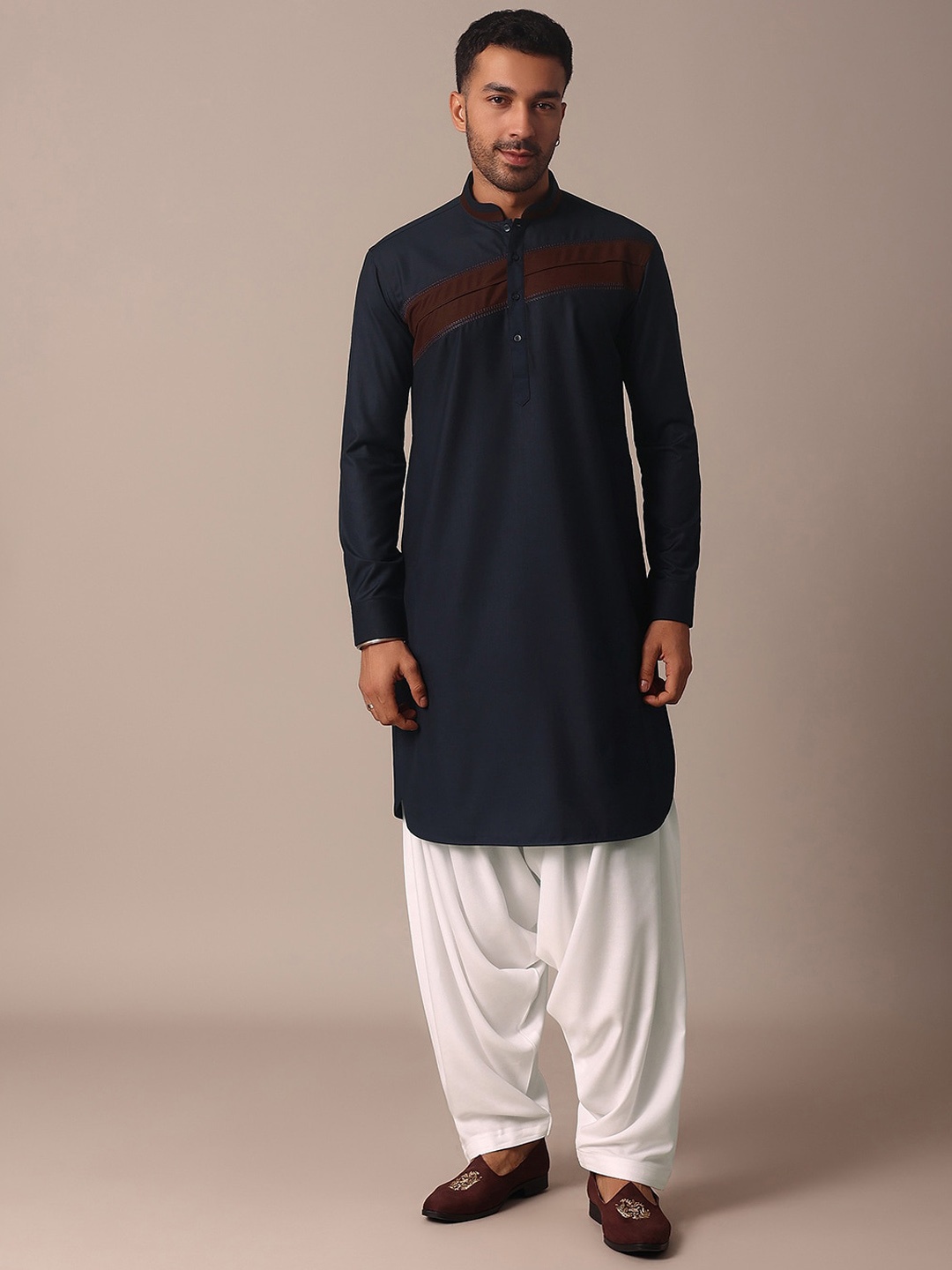 KALKI Fashion Mandarin Collar Regular Kurta with Patiala, Blue