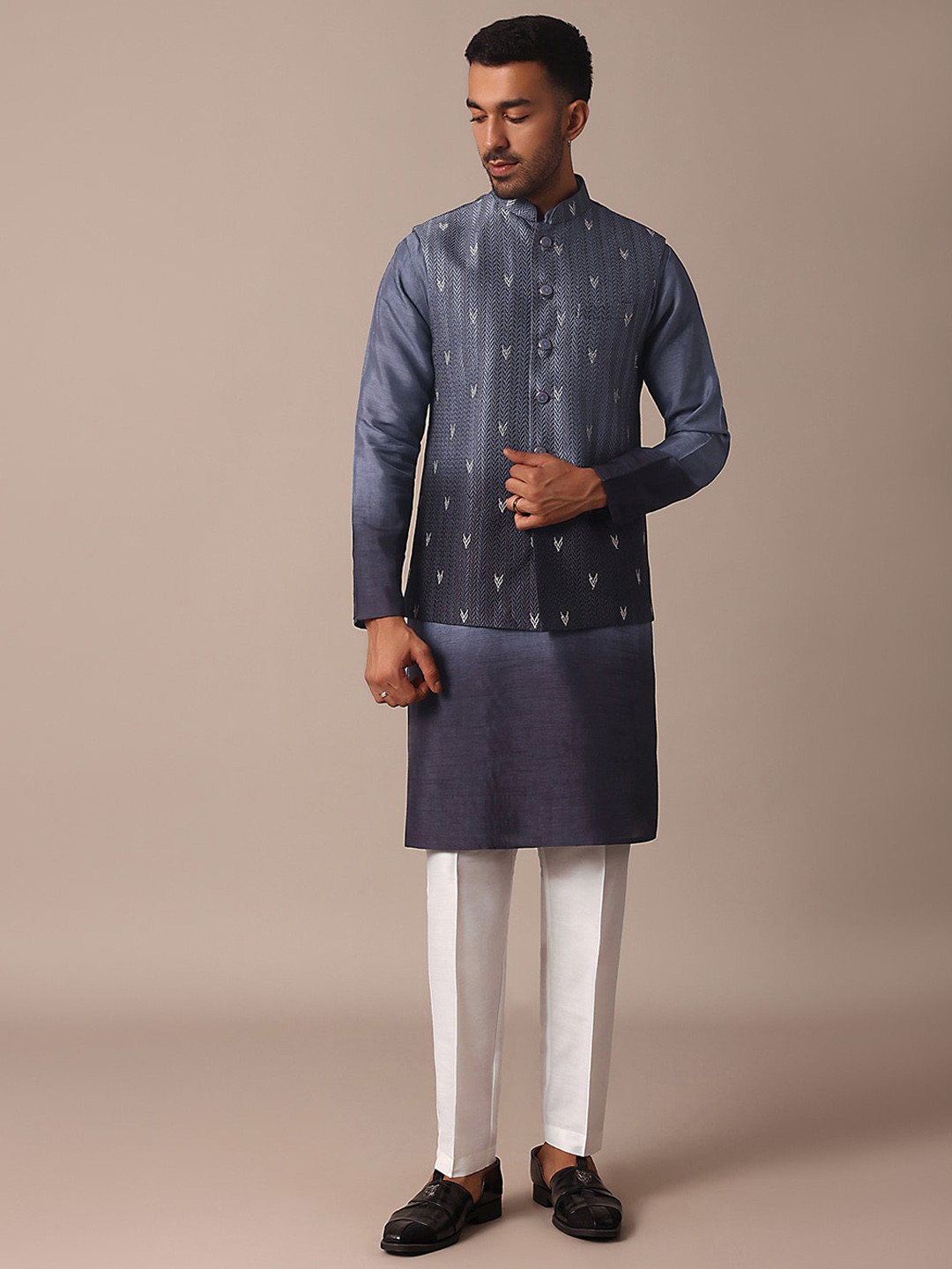 

KALKI Fashion Regular Kurta with Trouser With Jacket, Blue