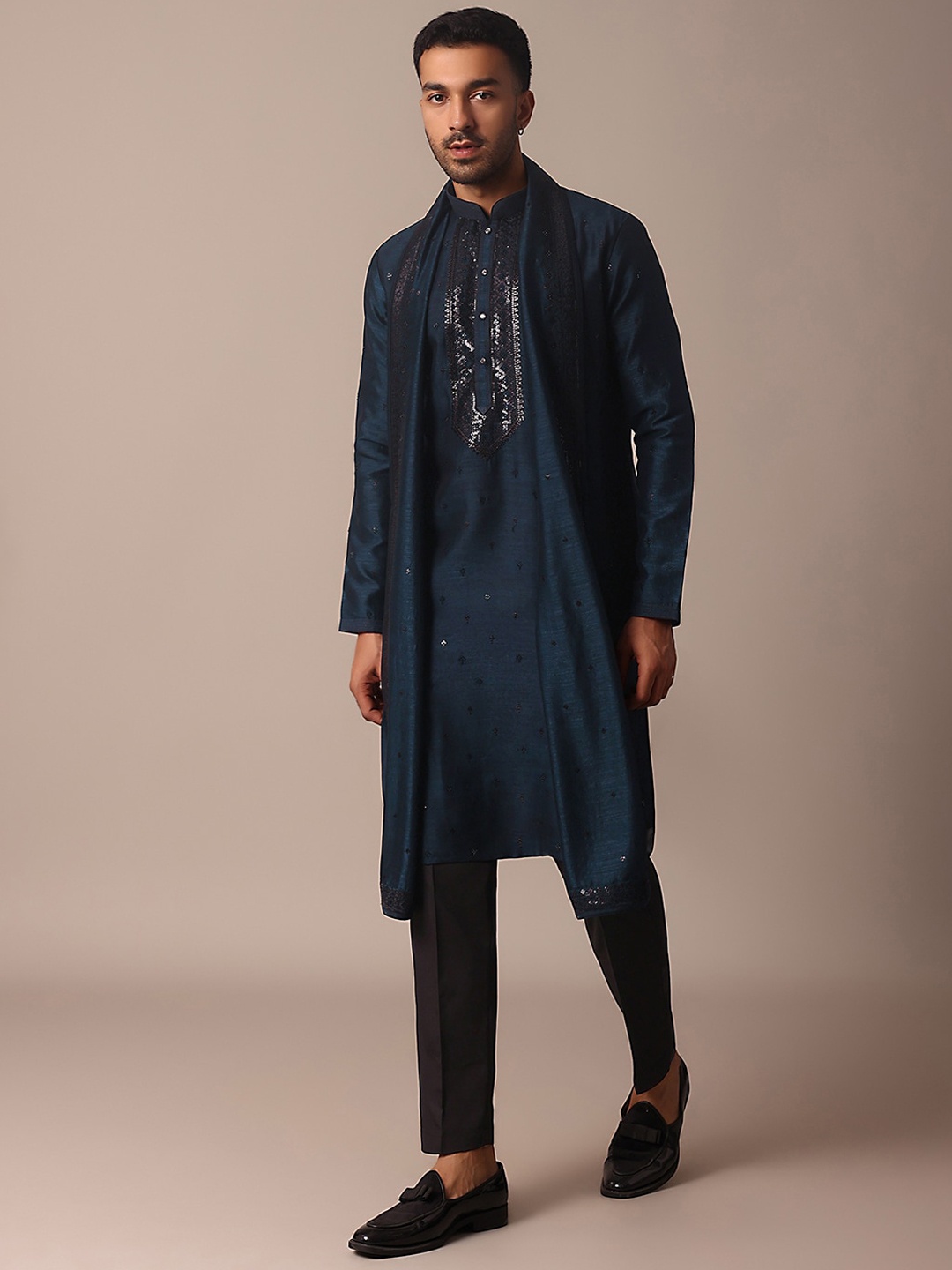 

KALKI Fashion Embroidered Regular Sequinned Kurta with Trouser & Dupatta, Blue