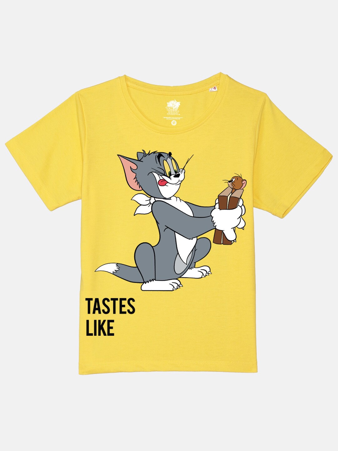 

YK Warner Bros Boys Tom & Jerry Graphic Printed Pure Cotton T-shirt, Yellow