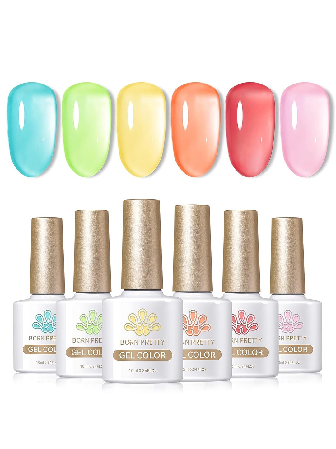 

BORN PRETTY All Shine On Me Set Of 6 Nail Gel Polish - 10ml Each - SG01-06, Multi