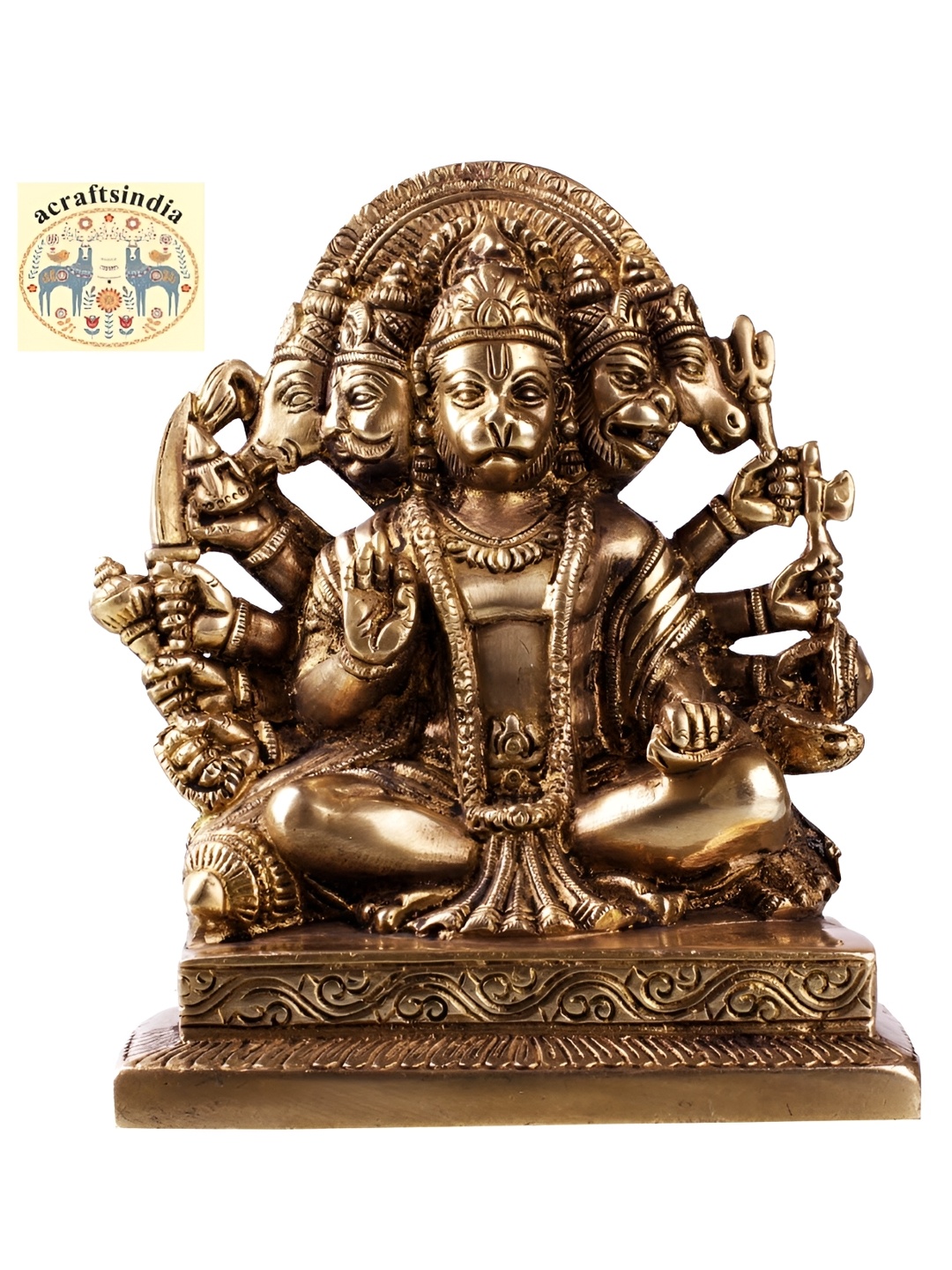 

acraftsindia Gold-Toned Brass Small Religious Showpiece, Yellow