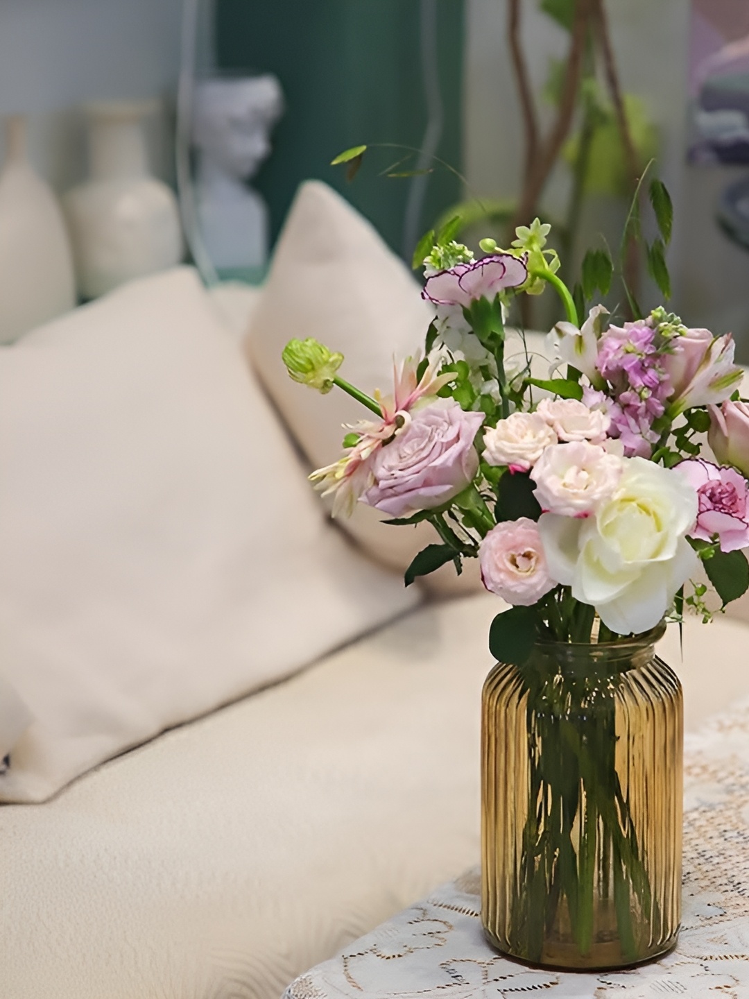 BS AMOR Brown Textured Glass Flower Vase
