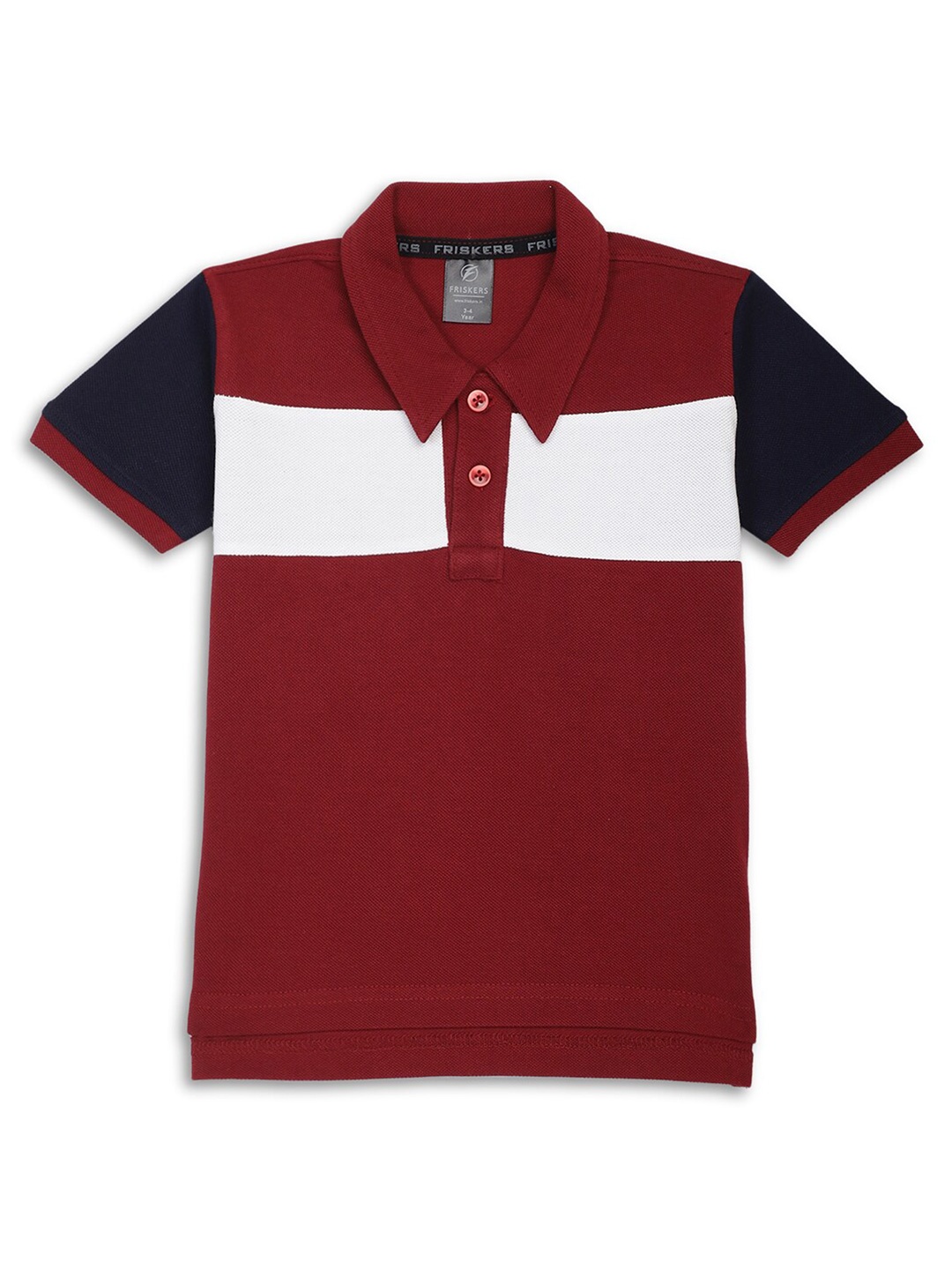 

Friskers Boys Colourblocked Polo Collar Short Sleeves T-shirt, Maroon
