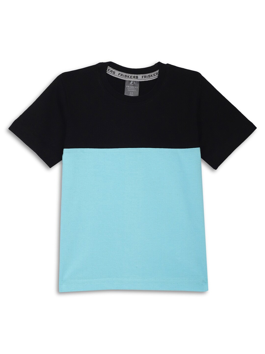 

Friskers Boys Colourblocked Short Sleeves T-shirt, Turquoise blue