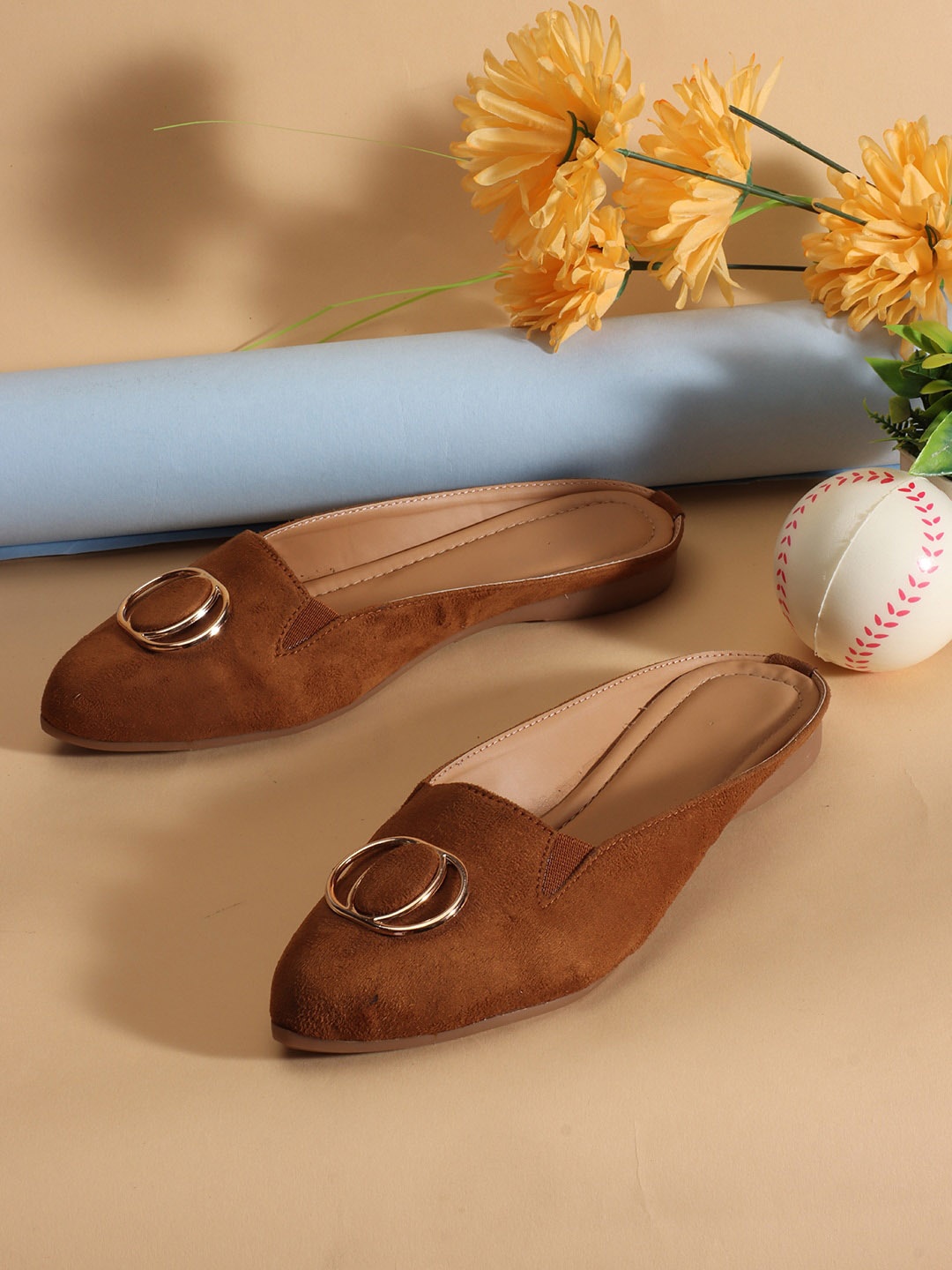 

PERY PAO Embellished Mules, Brown