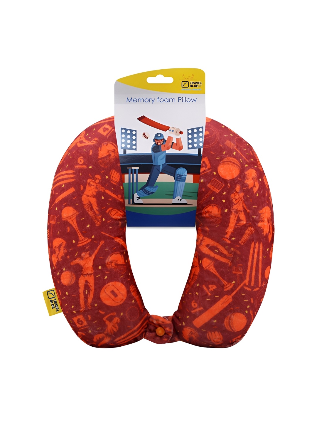 Travel Blue Orange Printed Travel Pillow