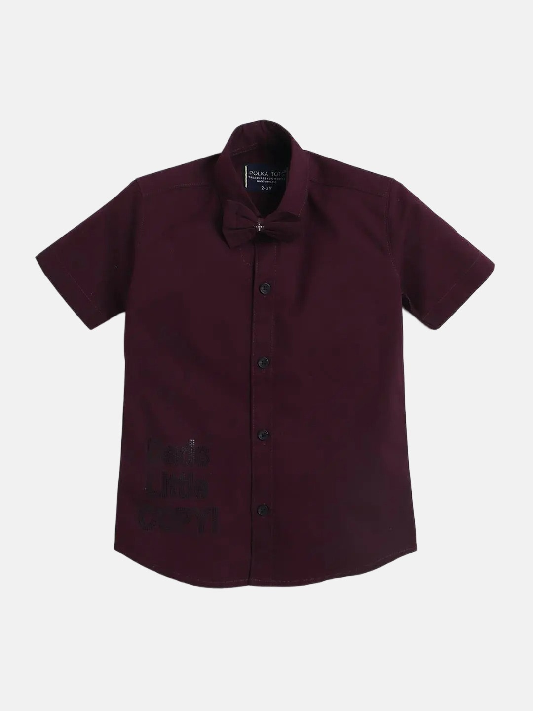

Polka Tots Boys Cotton Spread Collar Short Sleeves Opaque Casual Shirt, Maroon