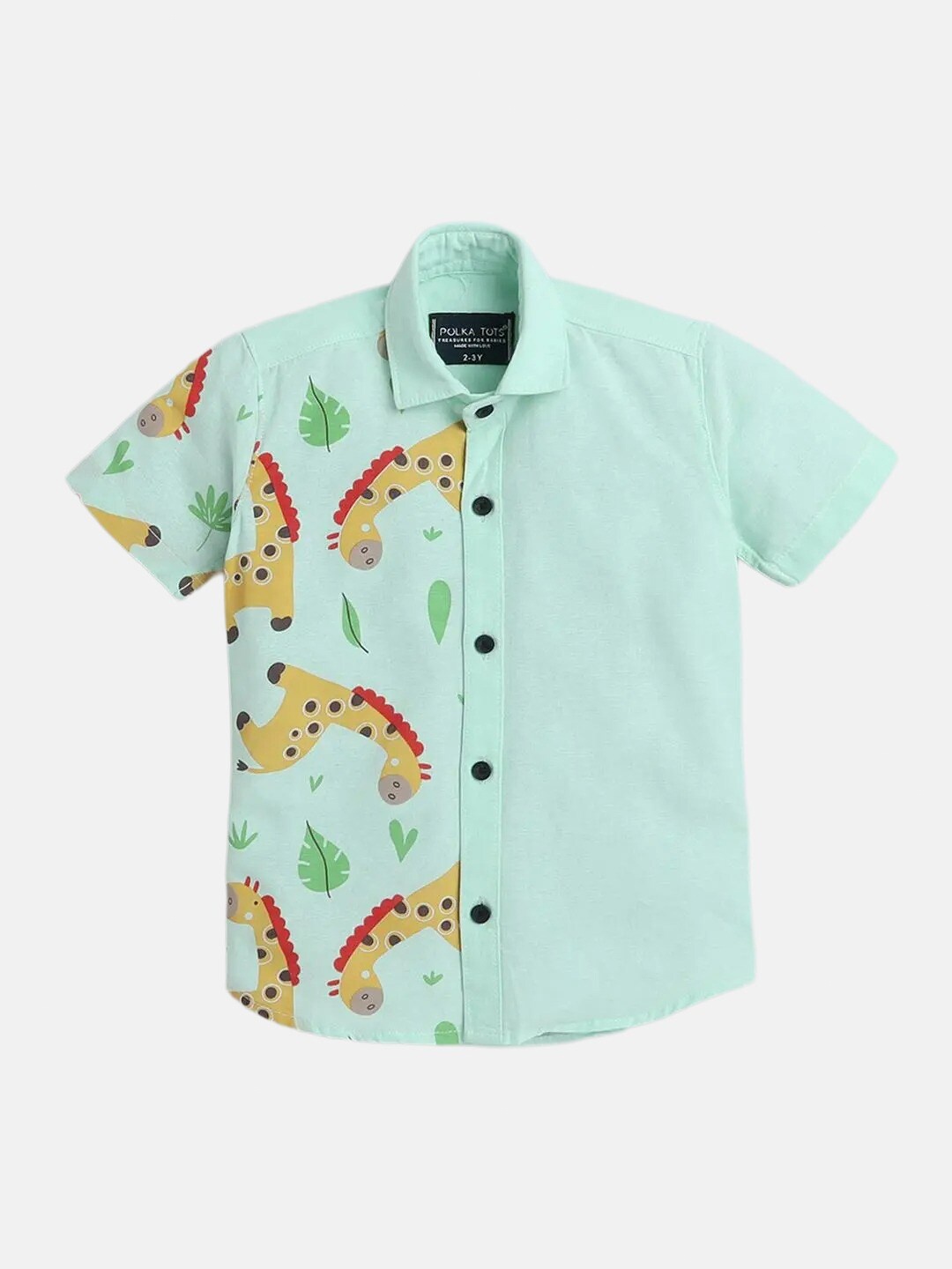 

Polka Tots Boys Conversational Printed Cotton Casual Shirt, Blue