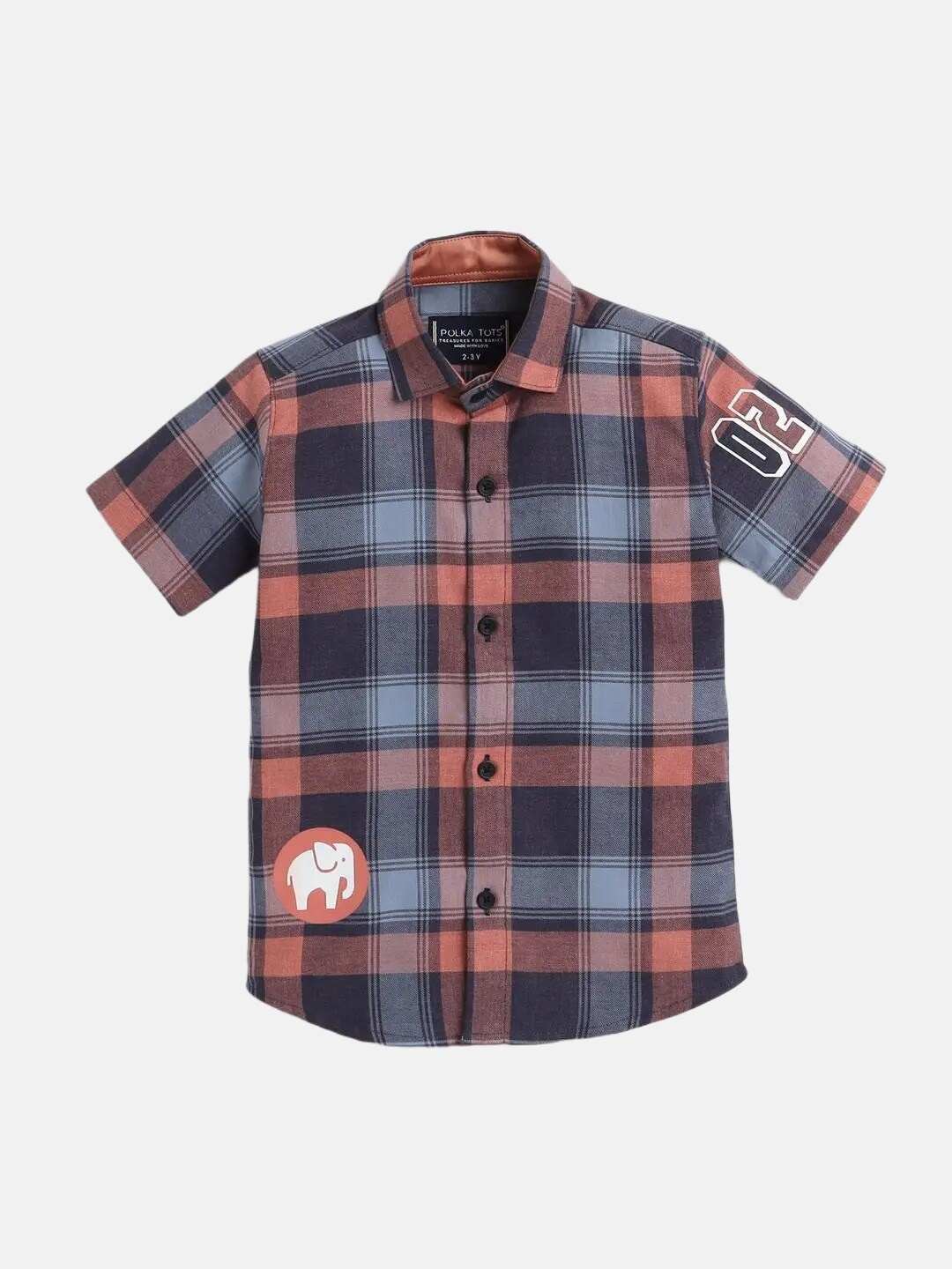 

Polka Tots Boys Tartan Checked Cotton Casual Shirt, Grey