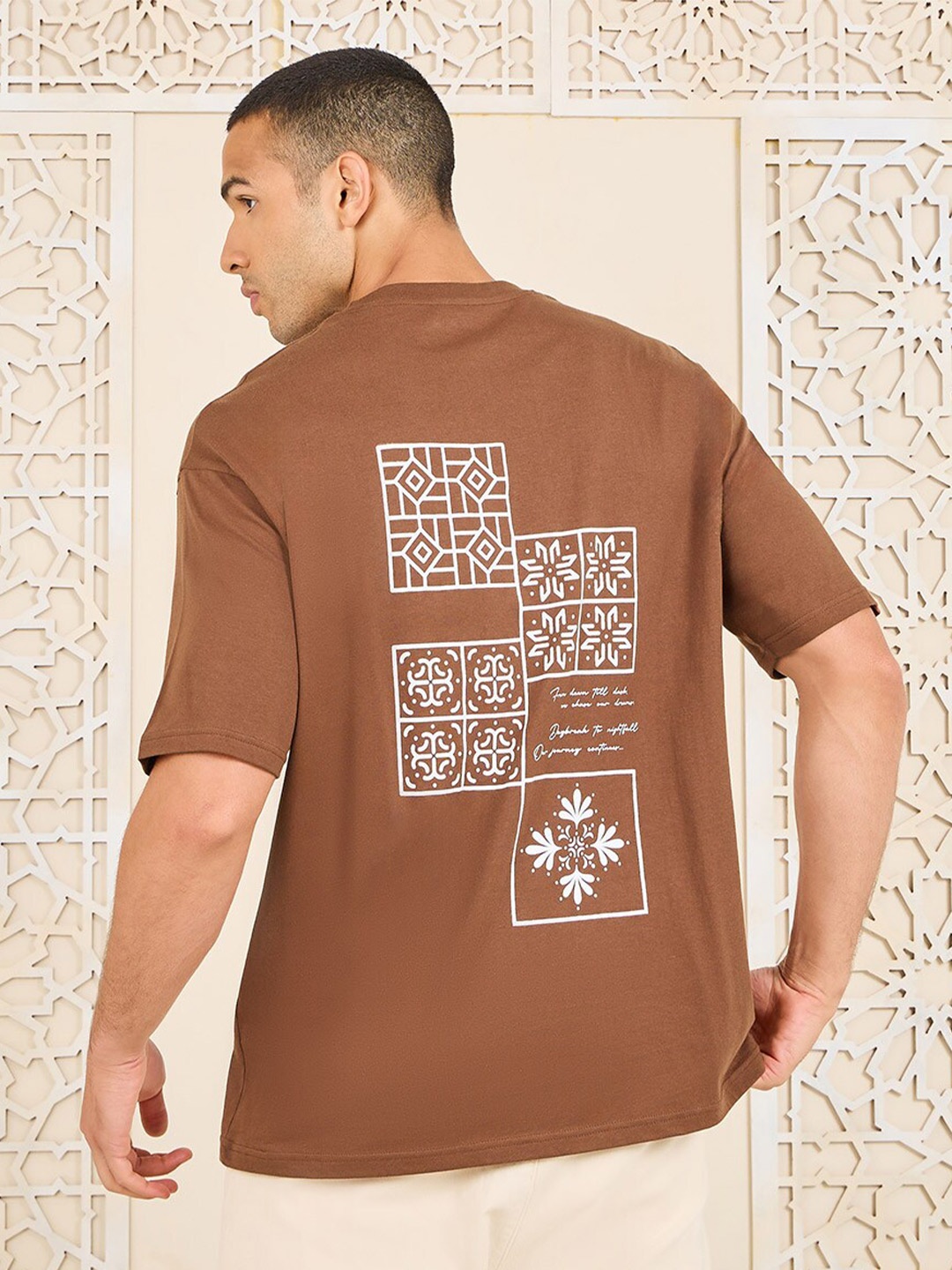 

Styli Brown Premium Heavy Jersey Hd Printed Cotton Oversized T-shirt