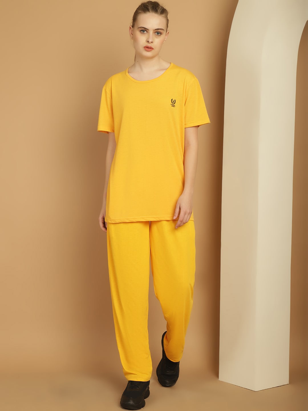 

VIMAL JONNEY Round Neck Mid-Rise Tracksuits, Yellow
