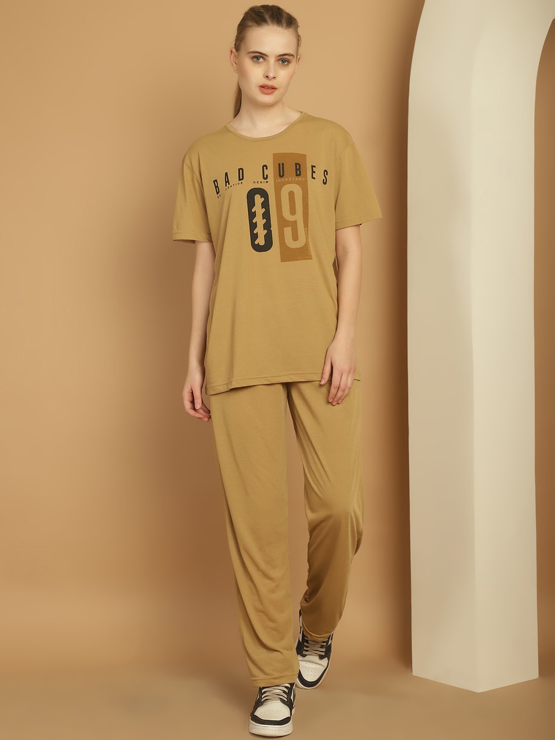 

MACK JONNEY Printed Cotton Tracksuit, Beige