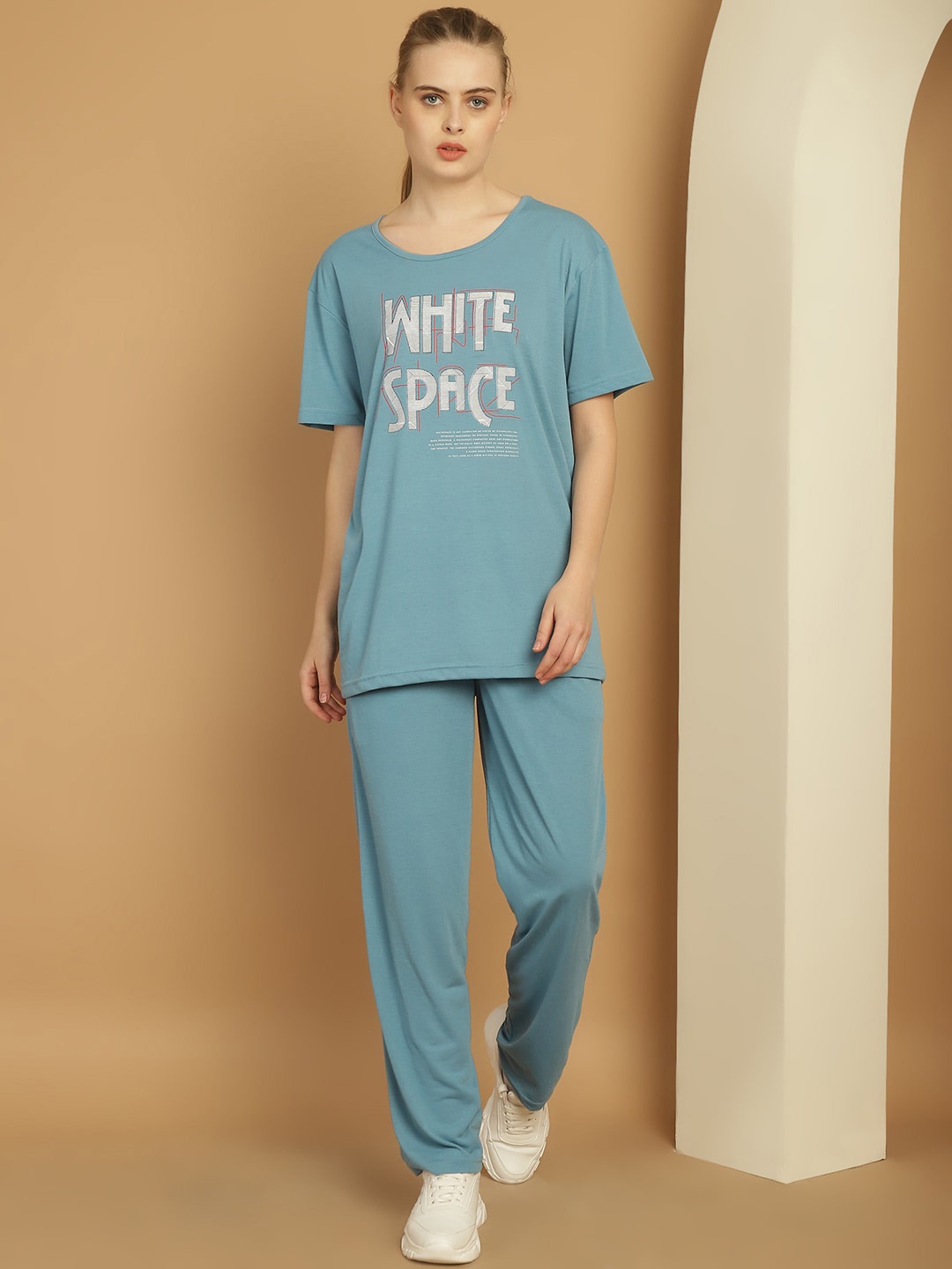 

MACK JONNEY Printed Round Neck Cotton Tracksuit, Blue