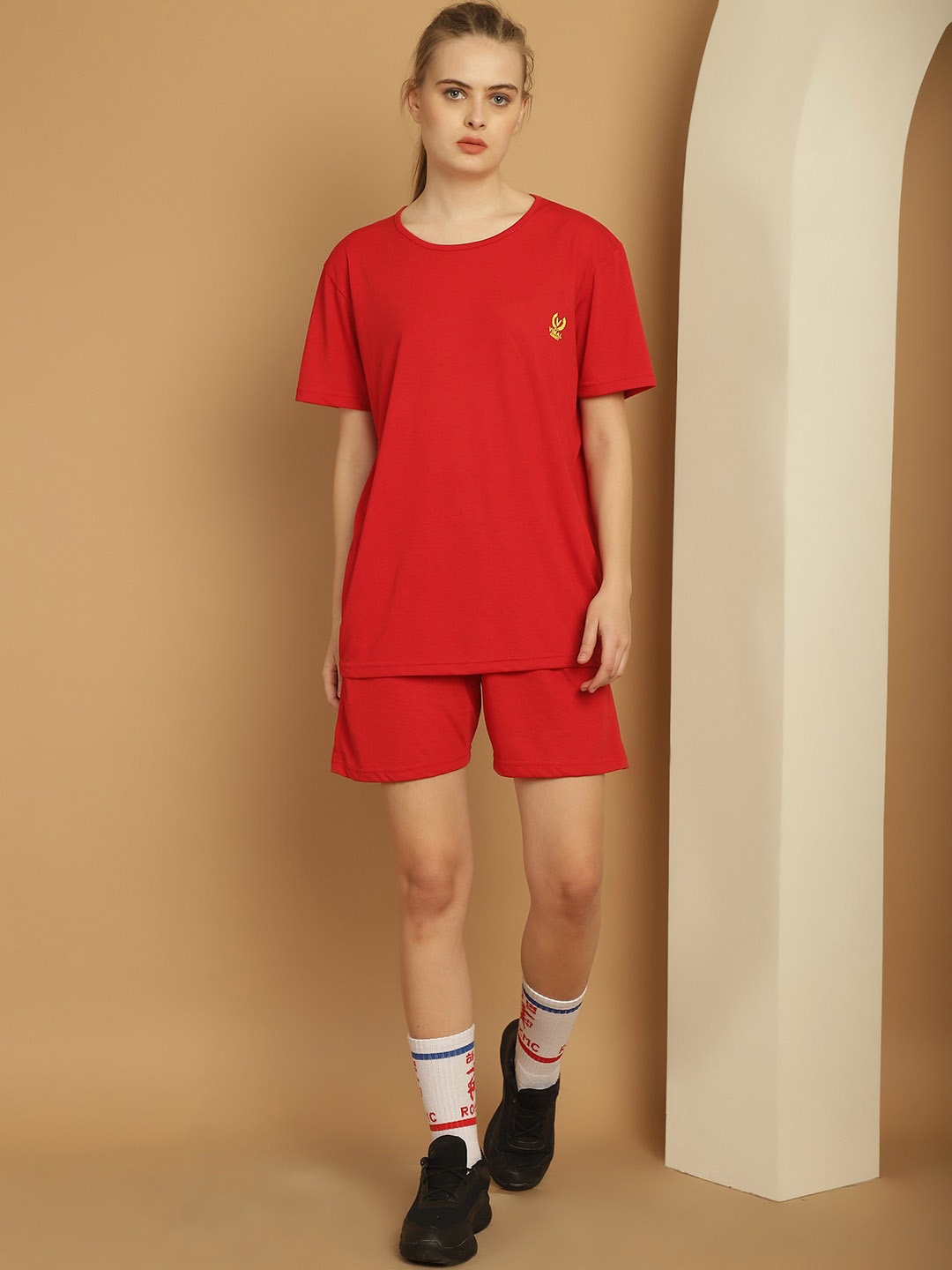 

VIMAL JONNEY Round Neck Cotton Tracksuit, Red