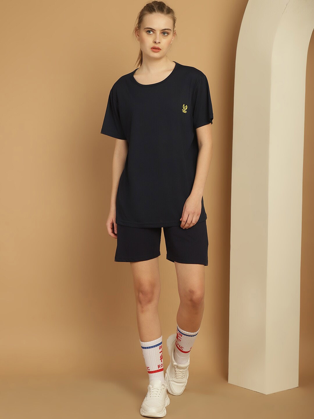 

MACK JONNEY Round Neck Cotton T-Shirt & Shorts, Navy blue