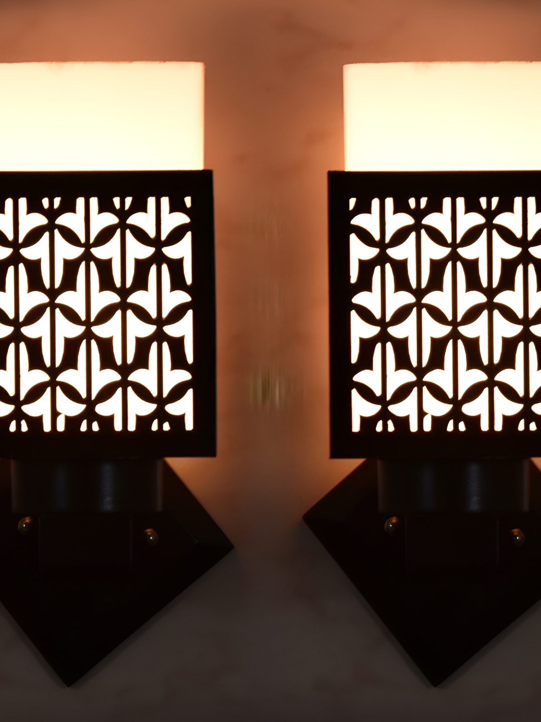 

1ST TIME White & Black Wood Traditional Square Shaped Wall Lamp
