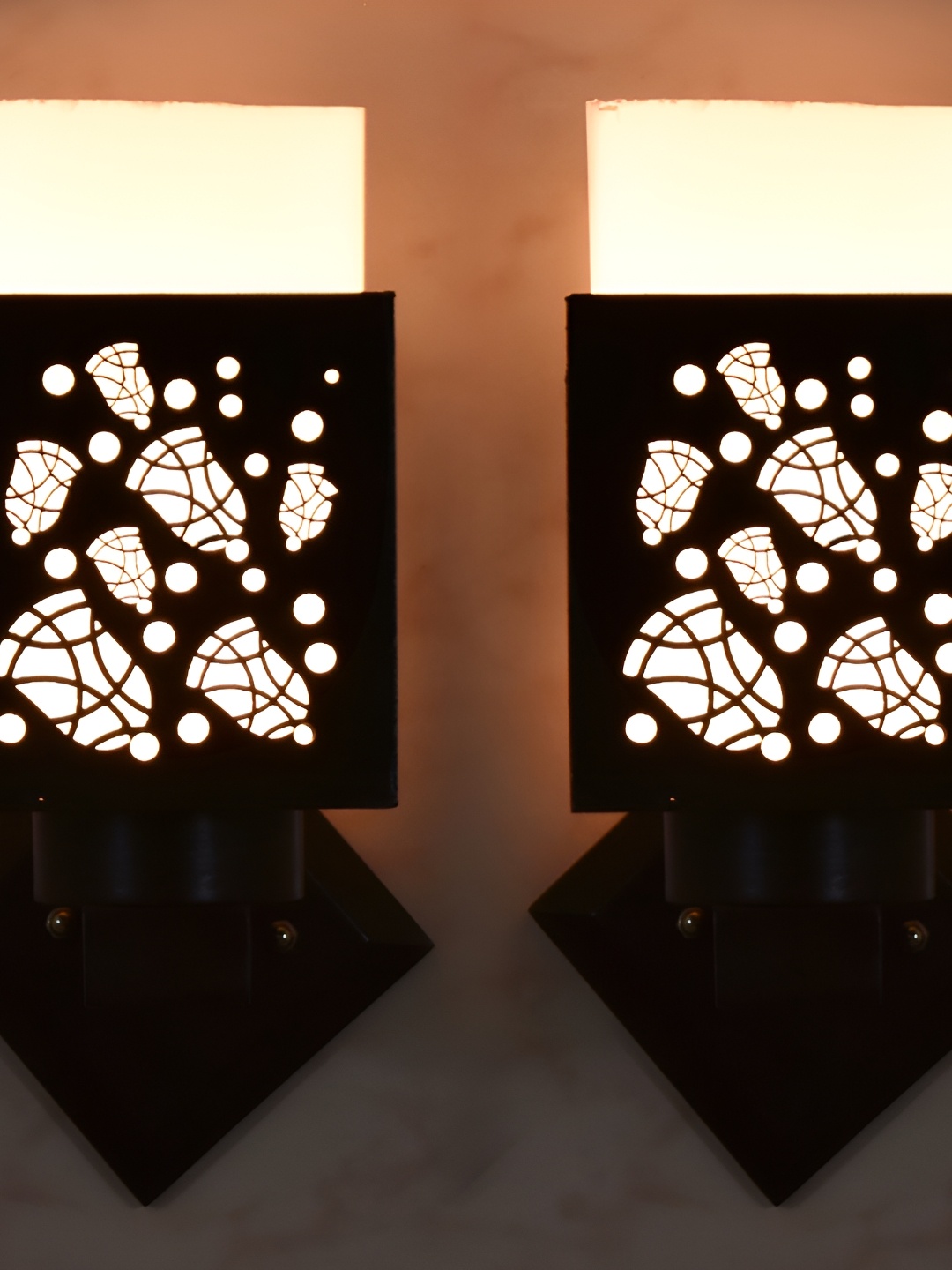 1ST TIME White & Black Wood Traditional Square Shaped Wall Lamp