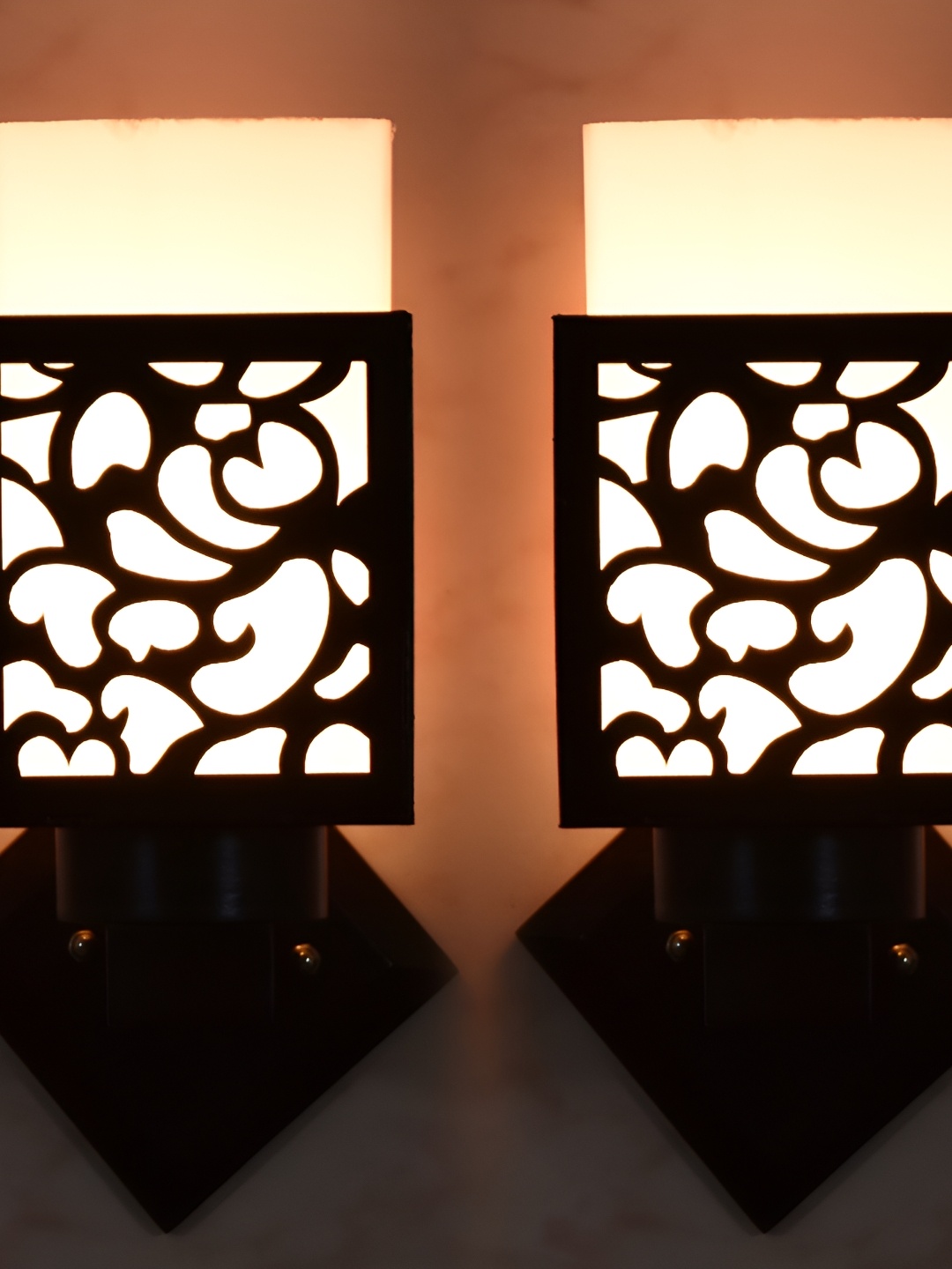 

1ST TIME White & Black Printed Wood Contemporary Square Shaped Wall Lamp