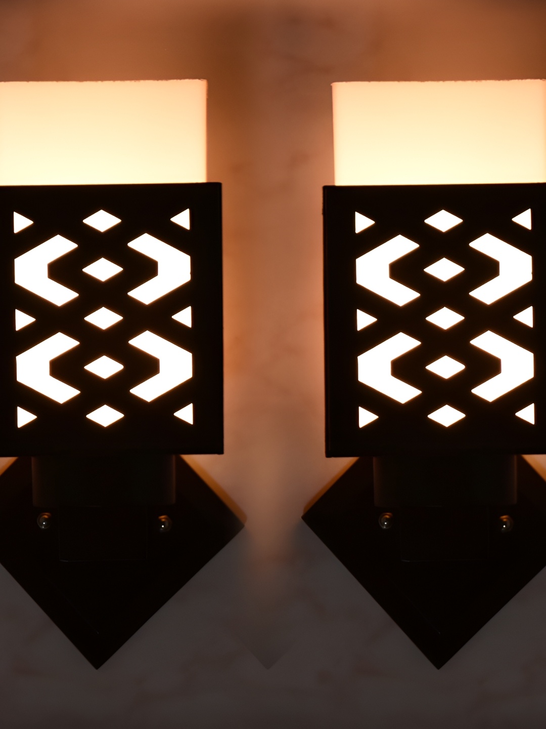 

1ST TIME White & Black Wood Traditional Square Shaped Wall Lamp