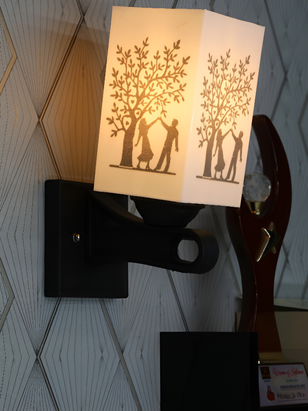

1ST TIME White & Black Printed Wood Contemporary Square Shaped Wall Lamp