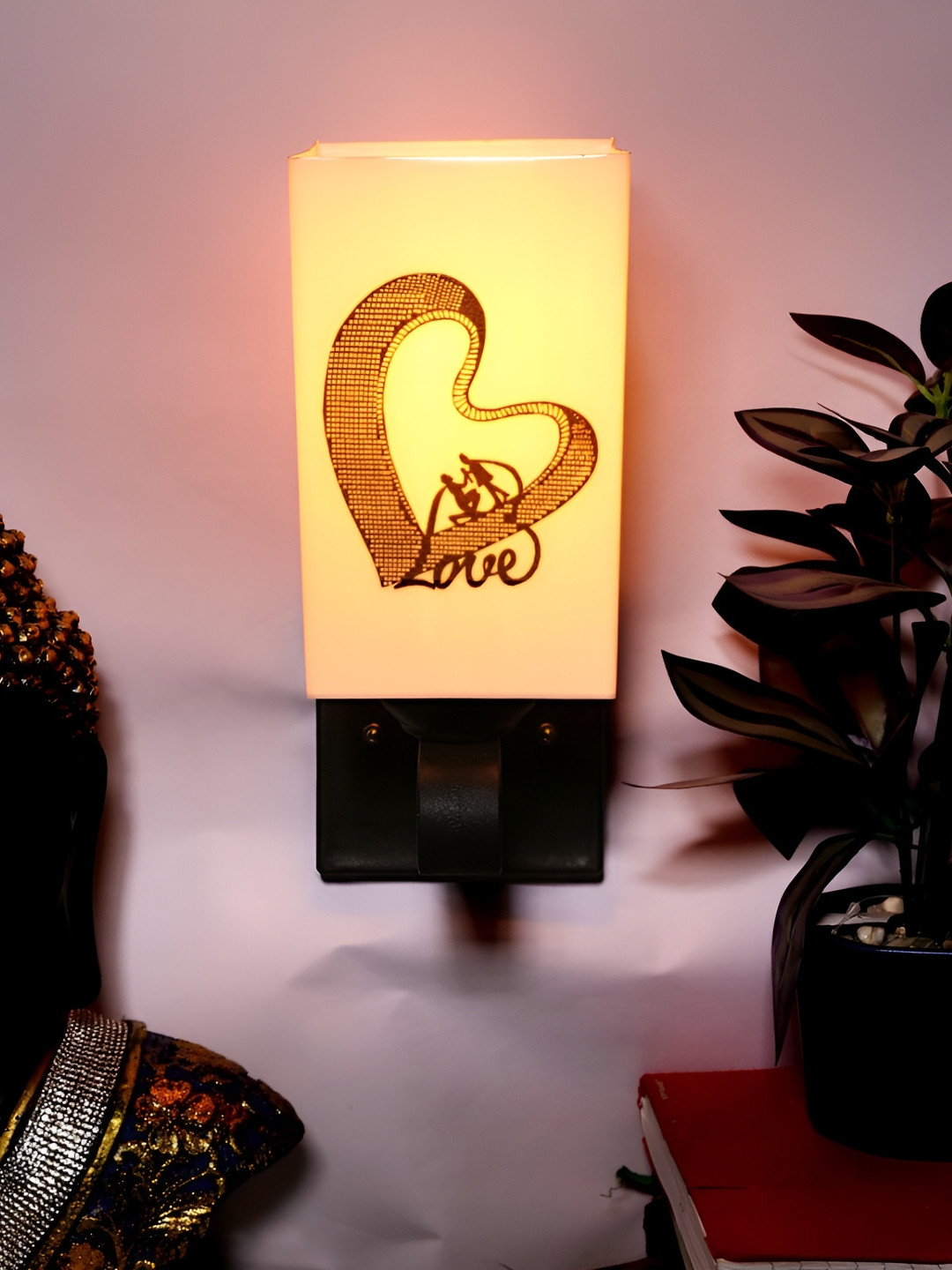 

1ST TIME White & Black Printed Wood Traditional Square Shaped Wall Lamp