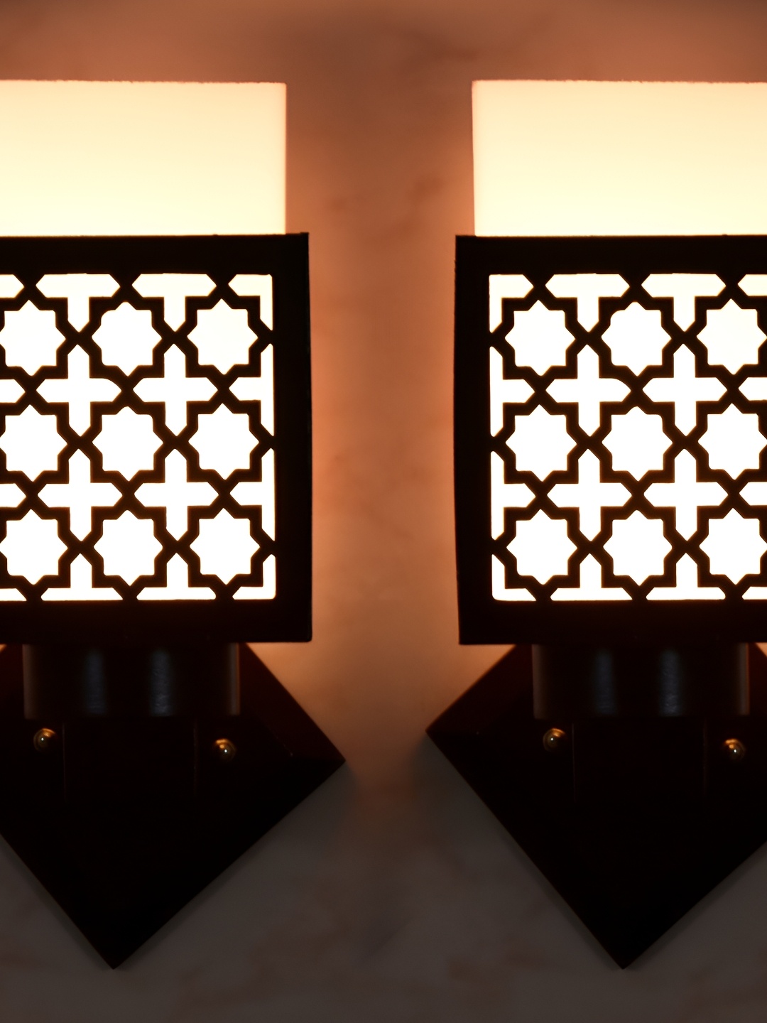 

1ST TIME White & Black Printed Wood Contemporary Square Shaped Wall Lamp