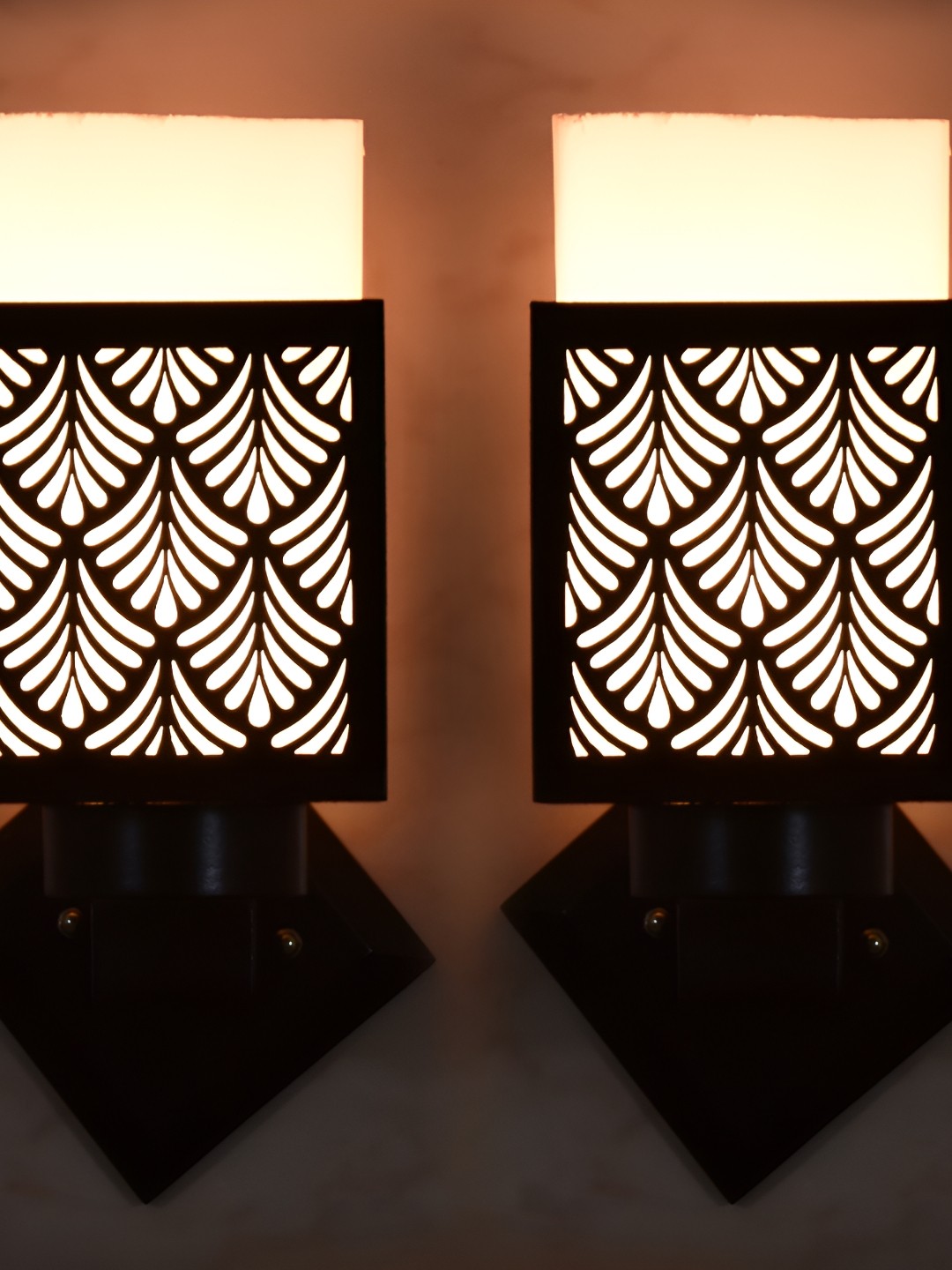 

1ST TIME White & Brown Wood Traditional Square Shaped Wall Lamp