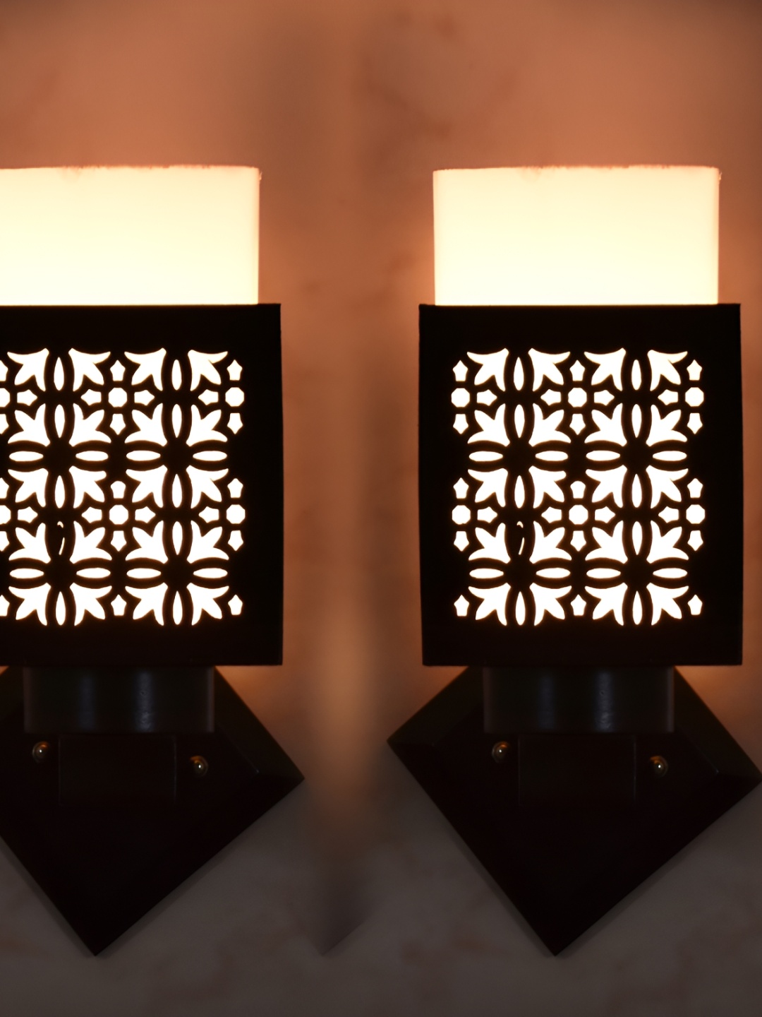 

1ST TIME White & Black Wood Traditional Square Shaped Wall Lamp