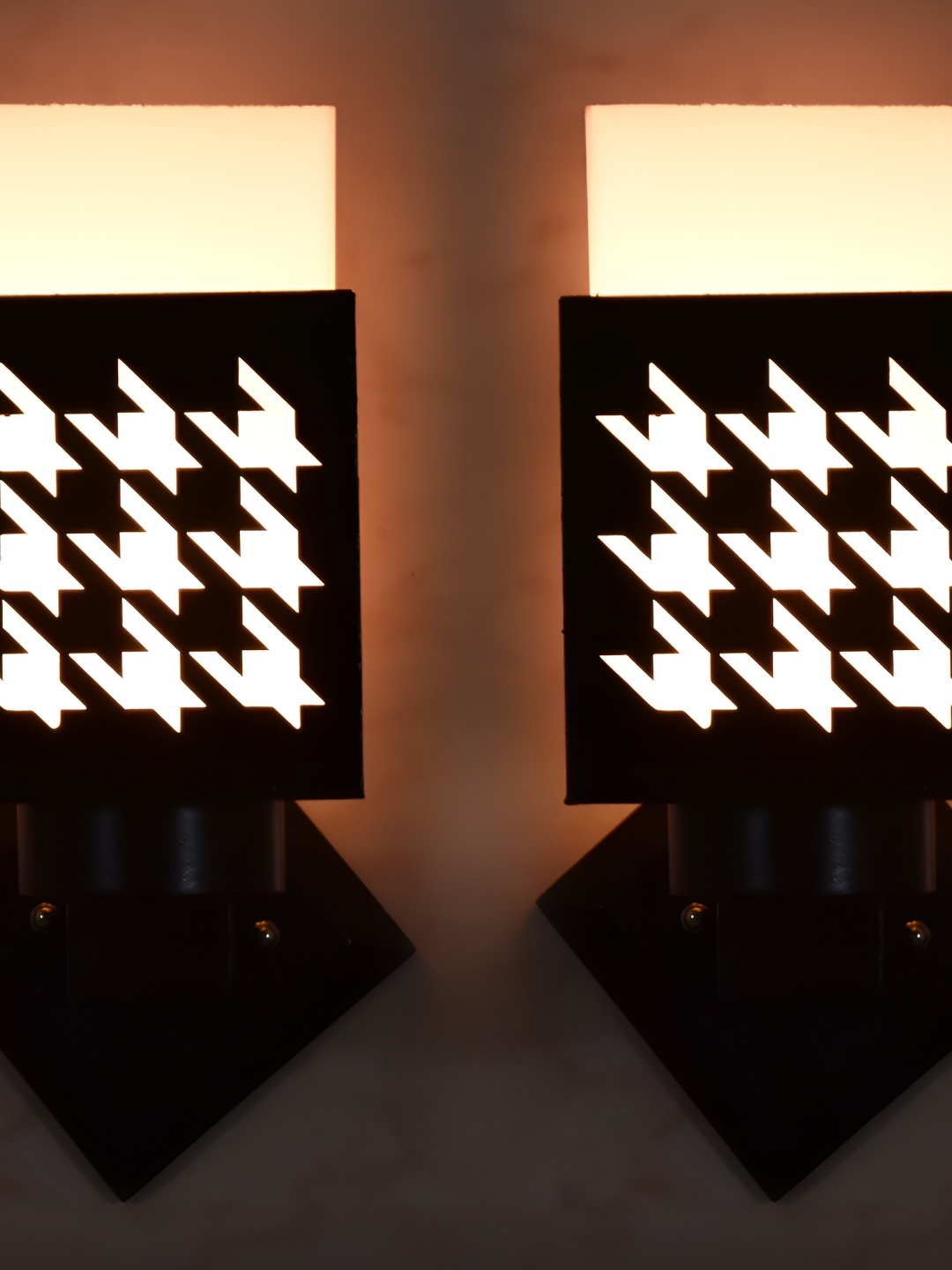 

1ST TIME White & Black Wood Traditional Square Shaped Wall Lamp