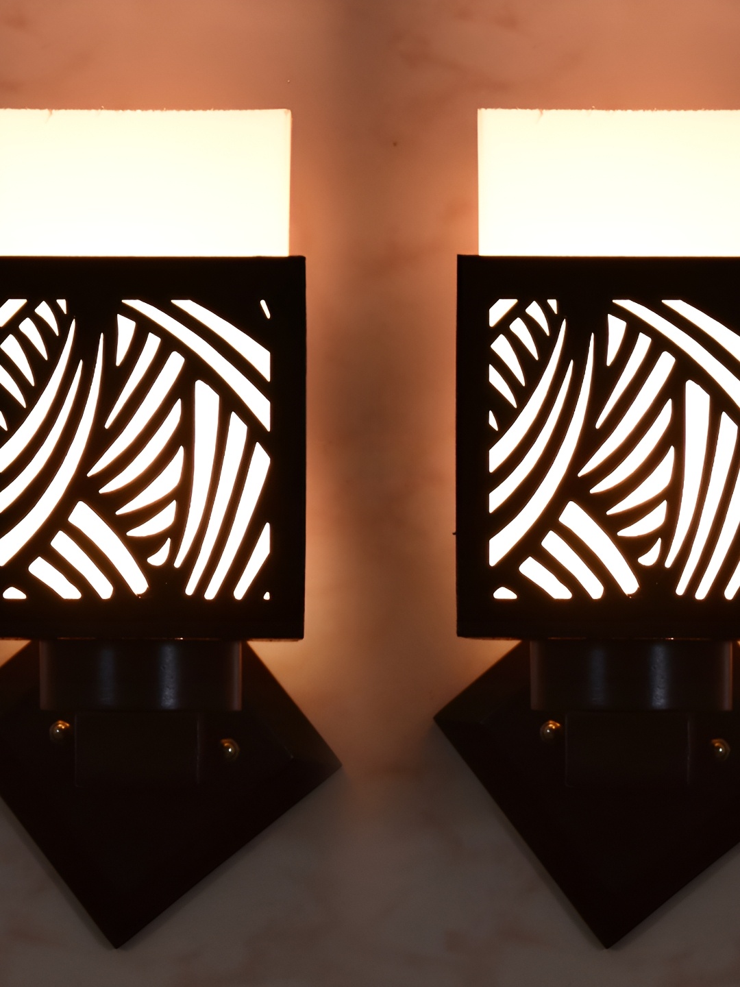 

1ST TIME White & Black Textured Wood Traditional Square Shaped Wall Lamp