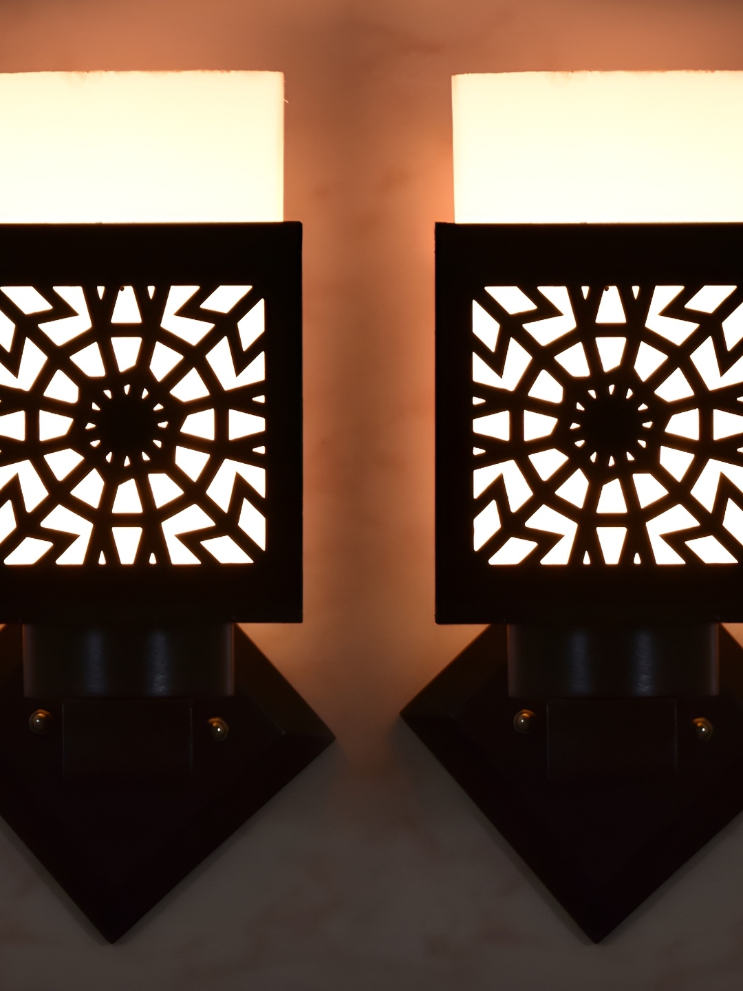 1ST TIME White & Black Wood Contemporary Square Shaped Wall Lamp