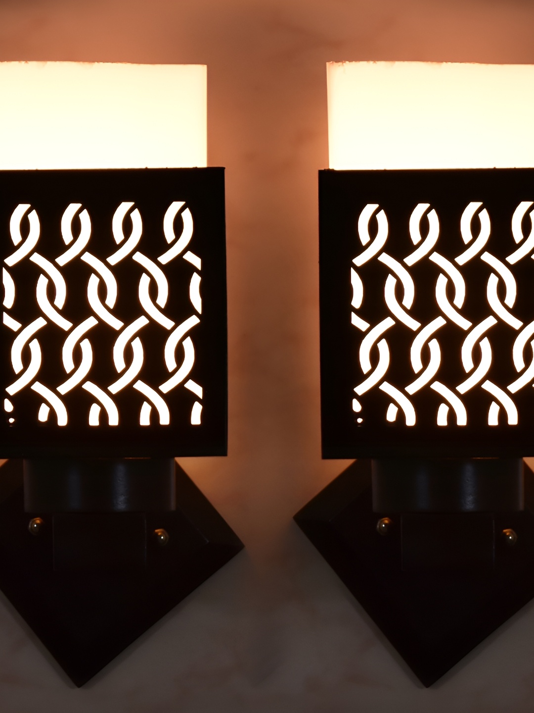 1ST TIME White & Black Wood Traditional Square Shaped Wall Lamp