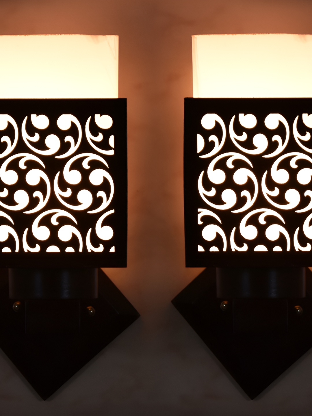 

1ST TIME White & Black Printed Wood Contemporary Square Shaped Wall Lamp