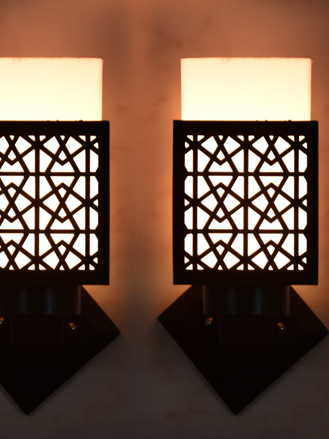 

1ST TIME White & Black Wood Traditional Square Shaped Wall Lamp