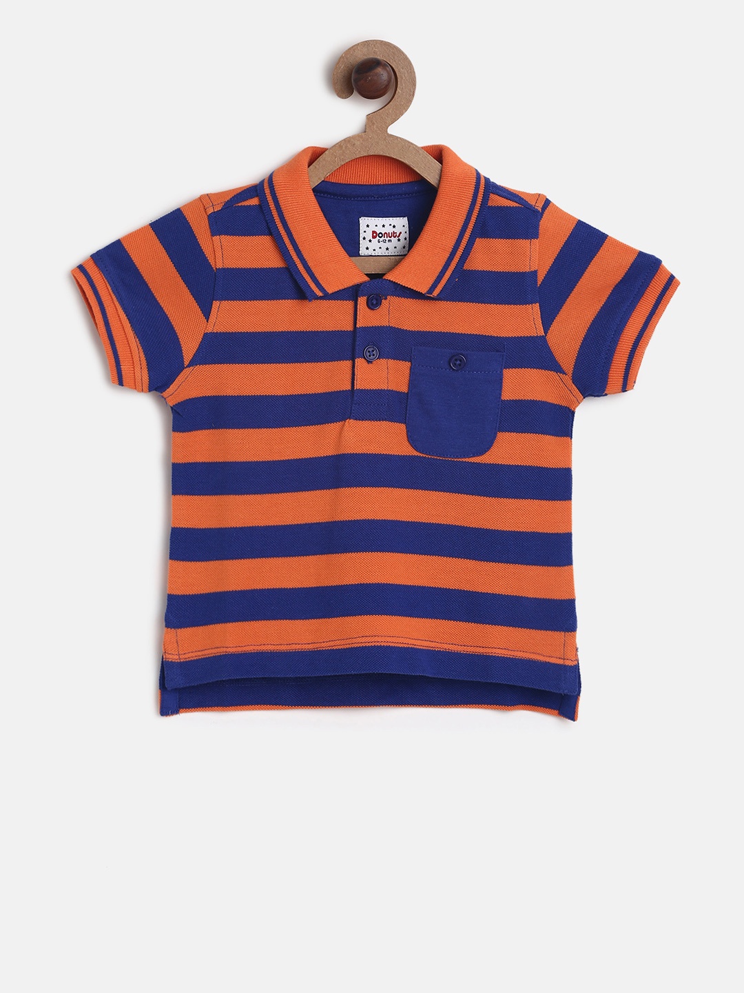 

Donuts Boys Orange Striped Polo Collar T-shirt