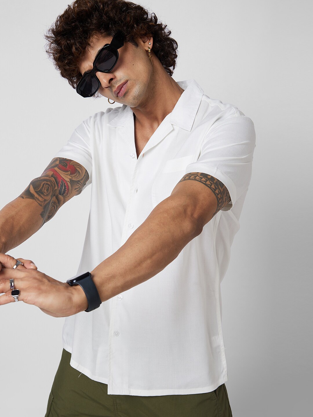 

VASTRADO Short Sleeves Oversized Casual Shirt, White