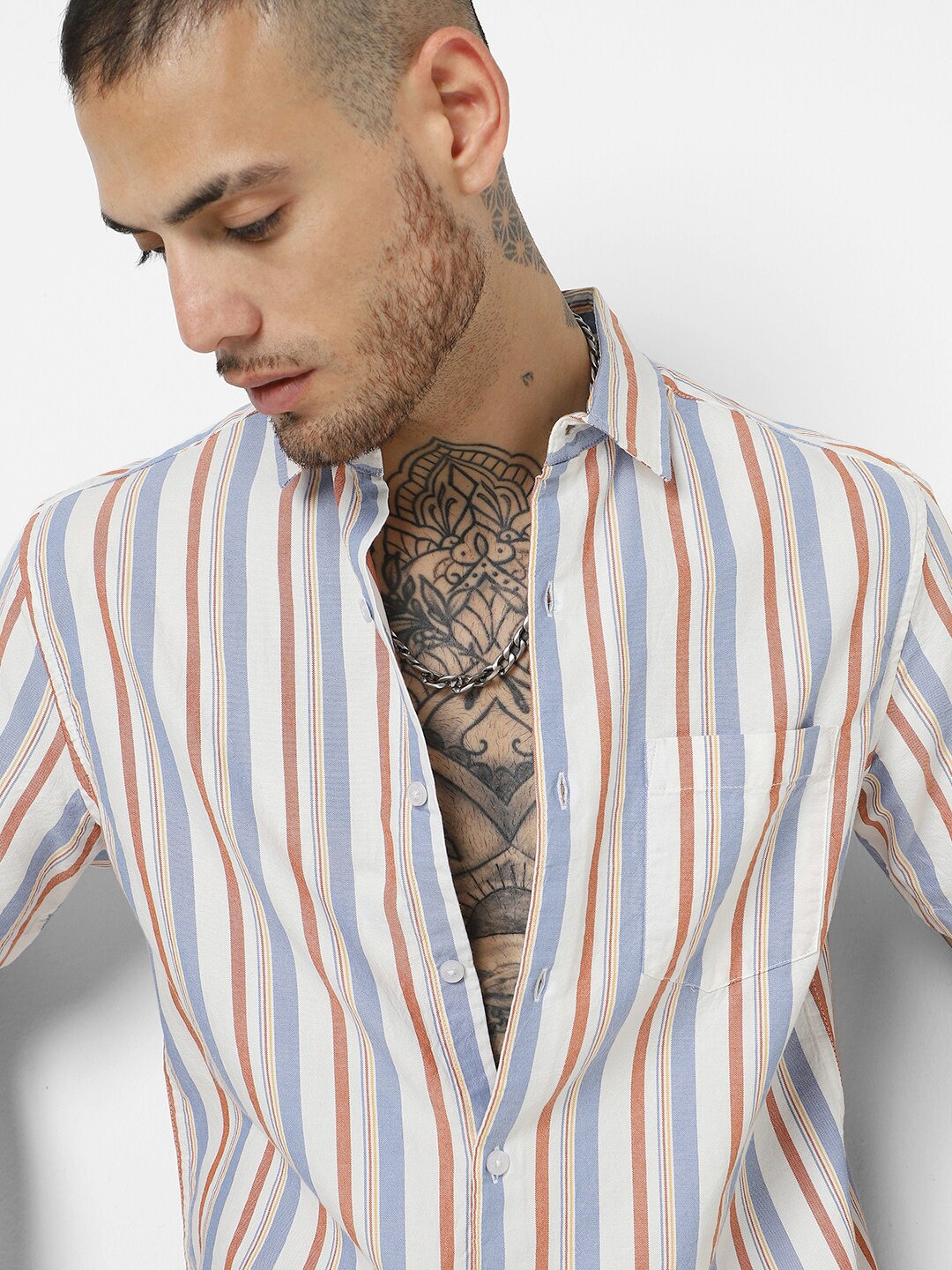 

VASTRADO Slim Fit Striped Casual Shirt, Grey