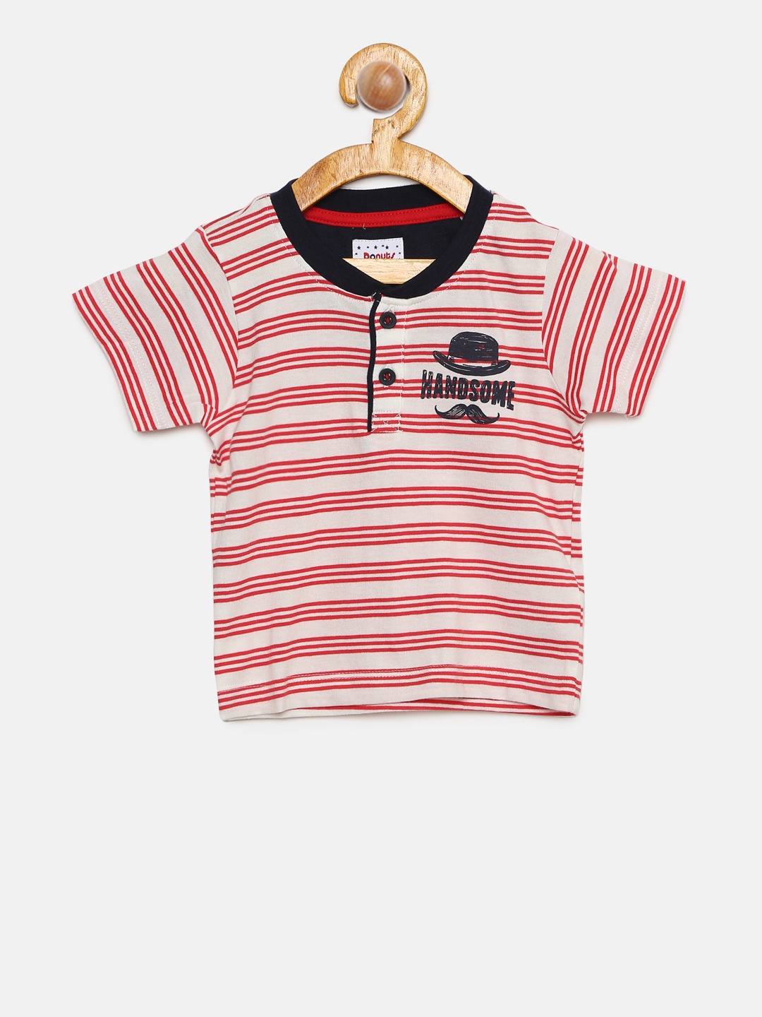

Donuts Boys Red Striped Round Neck T-shirt