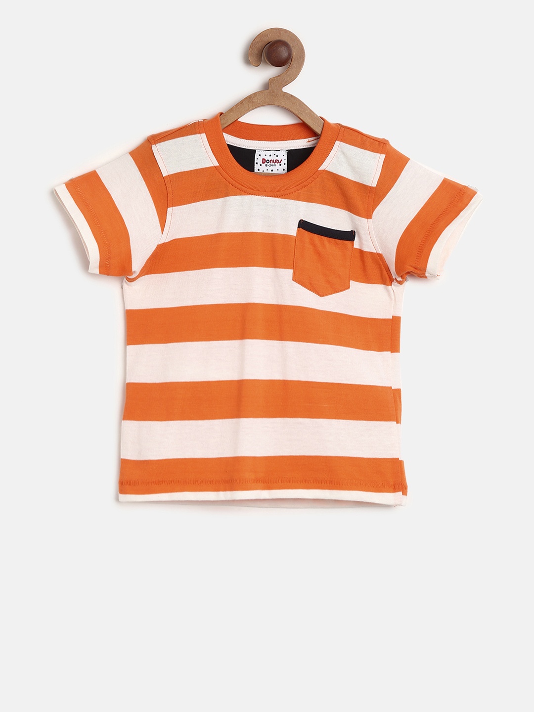 

Donuts Boys Printed Orange & Navy Hooded T-shirt