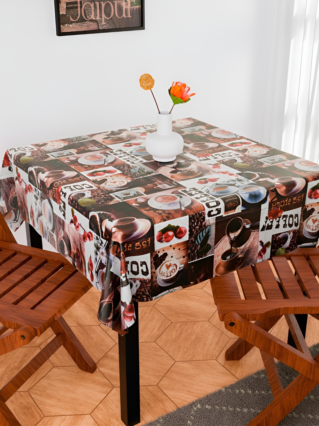 Kuber Industries Brown Waterproof 4-Seater Table Cover