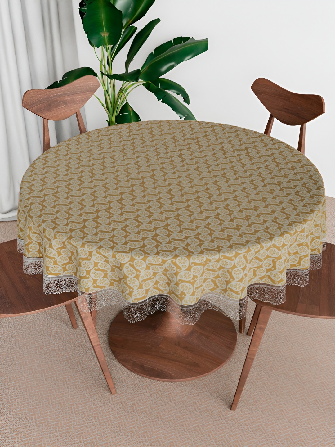 

Kuber Industries Brown Waterproof Round 6-Seater Table Cover
