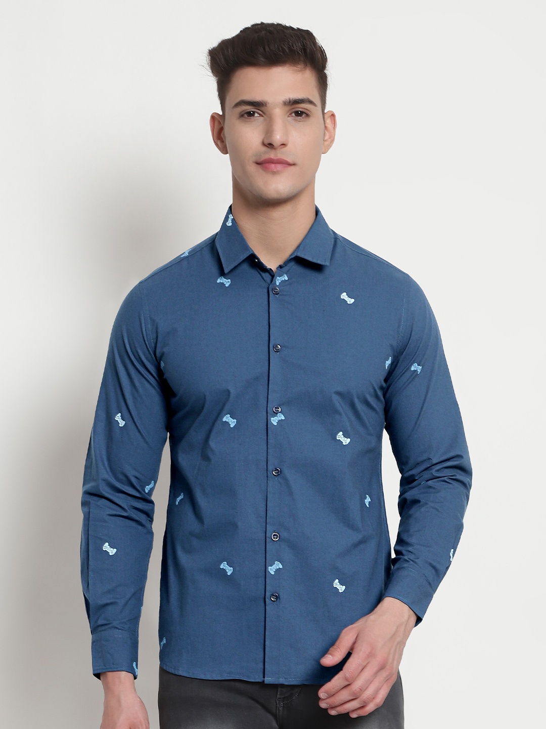

Beyoung Classic Conversational Printed Cotton Casual Shirt, Blue