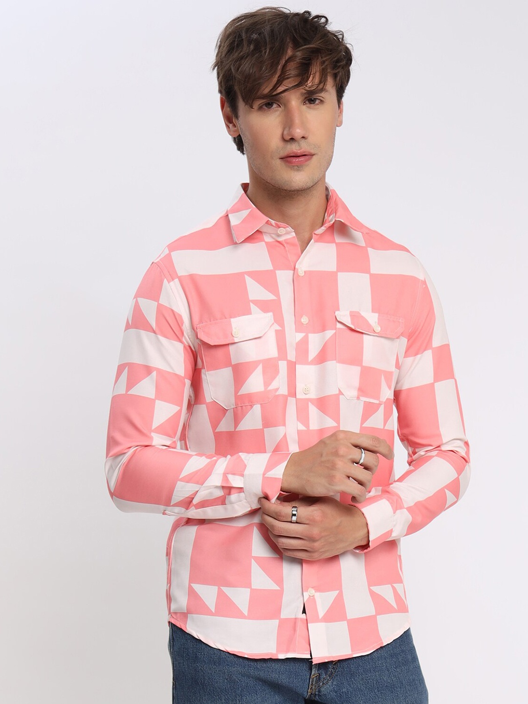 

Beyoung Classic Long Sleeves Cotton Opaque Checked Casual Shirt, Orange