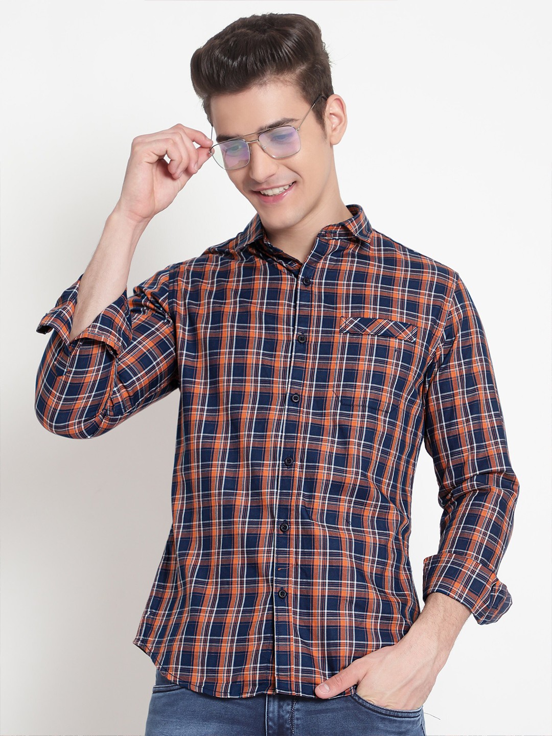 

Beyoung Classic Tartan Checks Opaque Checked Casual Shirt, Blue