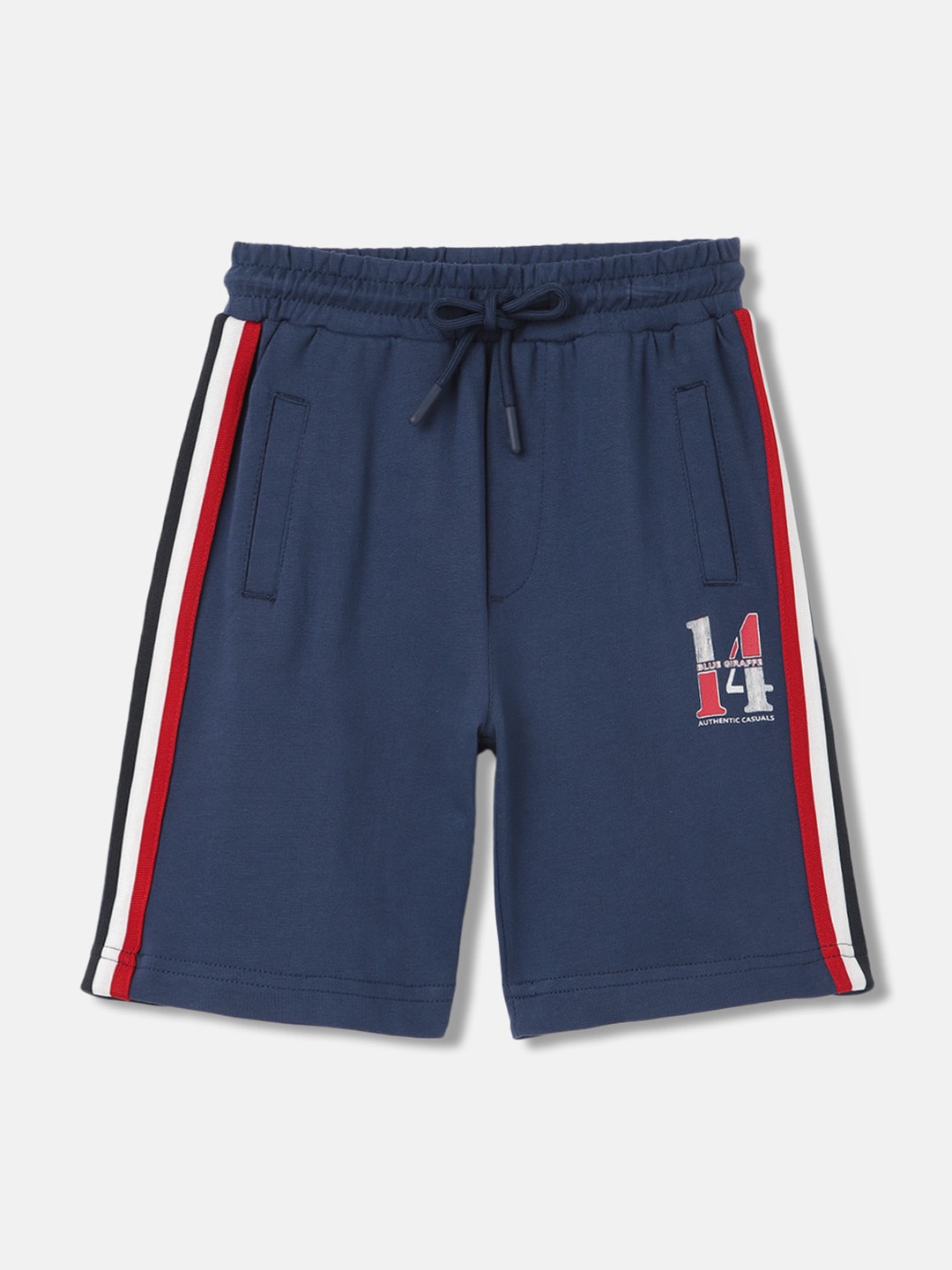 

Blue Giraffe Boys Mid Rise Pure Cotton Shorts, Navy blue