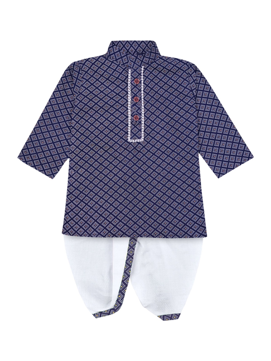 

BAESD Boys Ethnic Motifs Printed Regular Straight Kurta With Dhoti Pants, Blue