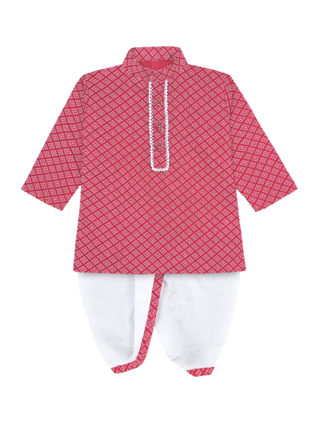 

BAESD Boys Ethnic Motifs Printed Regular Straight Kurta With Dhoti Pants, Maroon